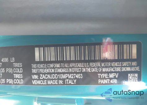 2021 Jeep Renegade Limited 4X4 из США, поврежденный, VIN ZACNJDD10MPM27463